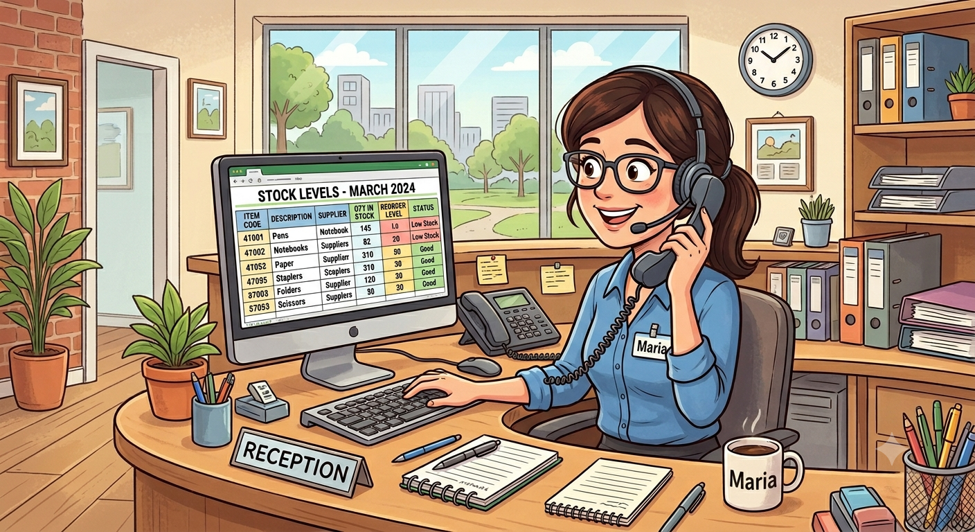 Computer Stock and Receptionist